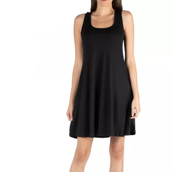 24seven A-line Fit and Flare Skater Jersey Tank Flowy Dress - Picture 1 of 9